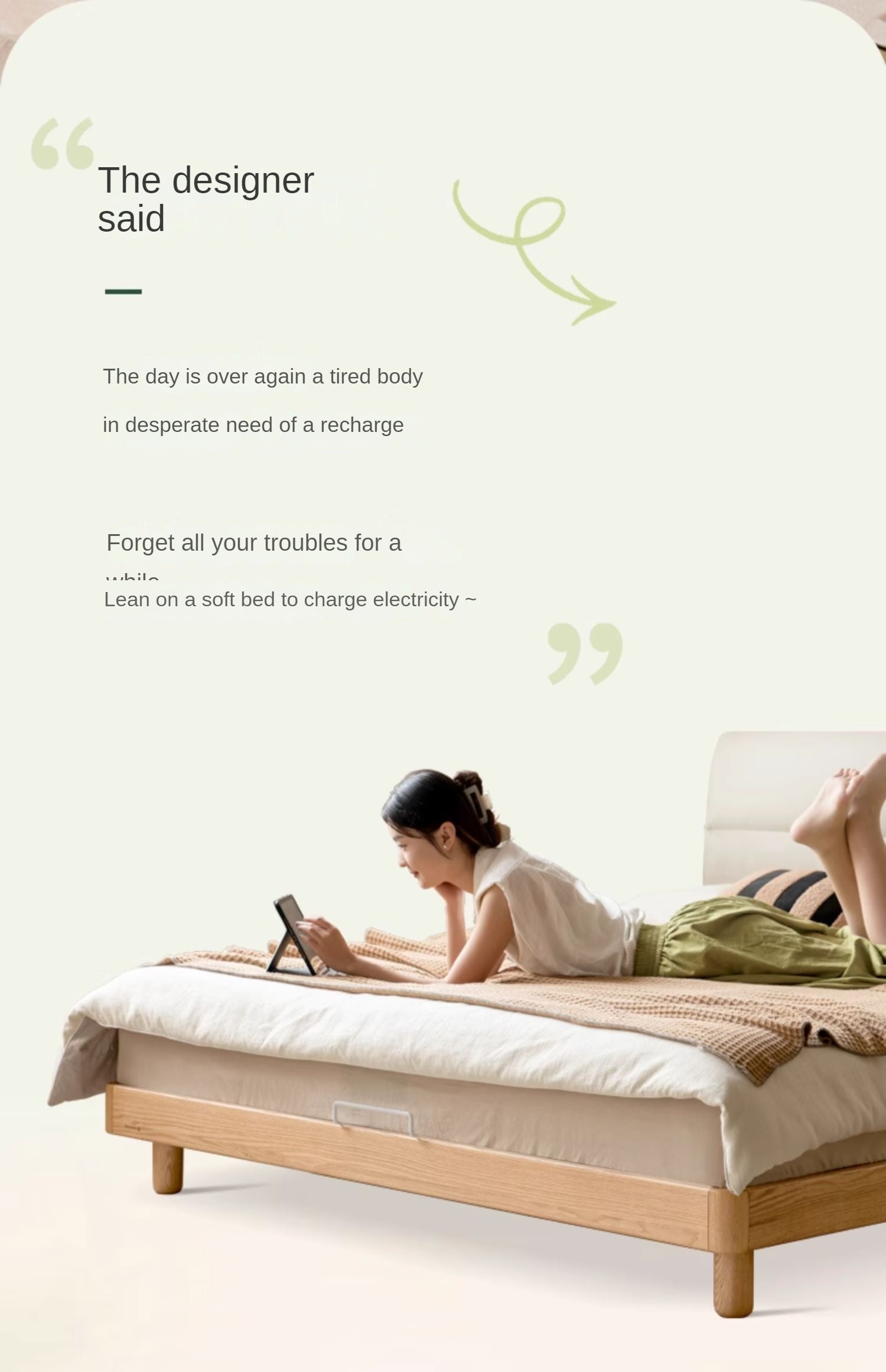 Oak solid wood bed modern simple