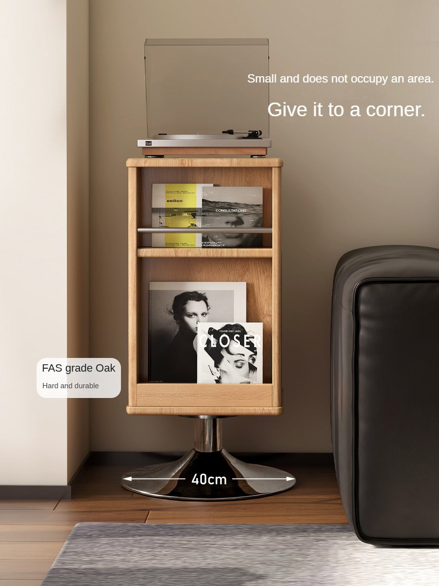 Oak Solid Wood Rotating Side Cabinet.