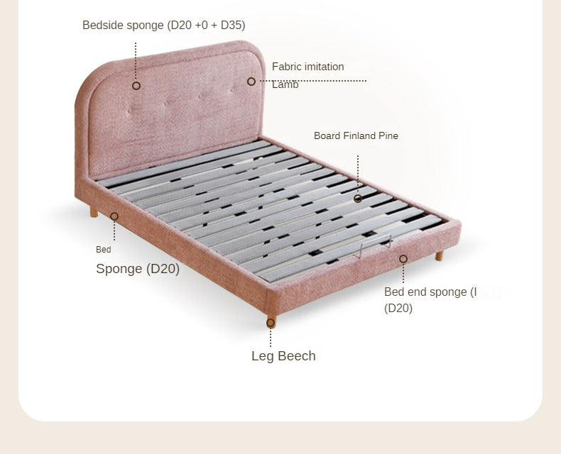 Fabric Pink Bed French Style