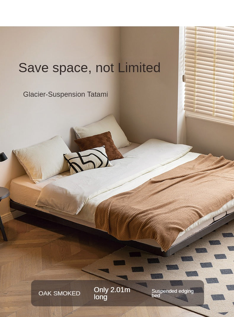 Oak Solid Wood Bed Simple platform bed, headboard-free bed