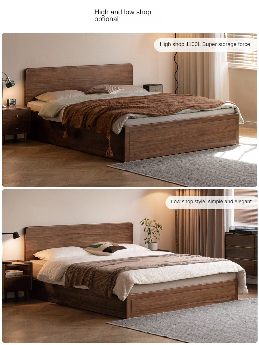 Black Walnut, Oak Solid Wood Bed Box Modern