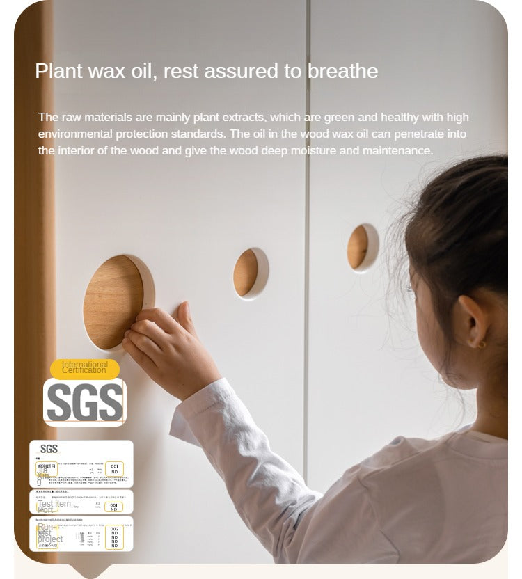 Beech Solid Wood Kids Wardrobe Sliding Door