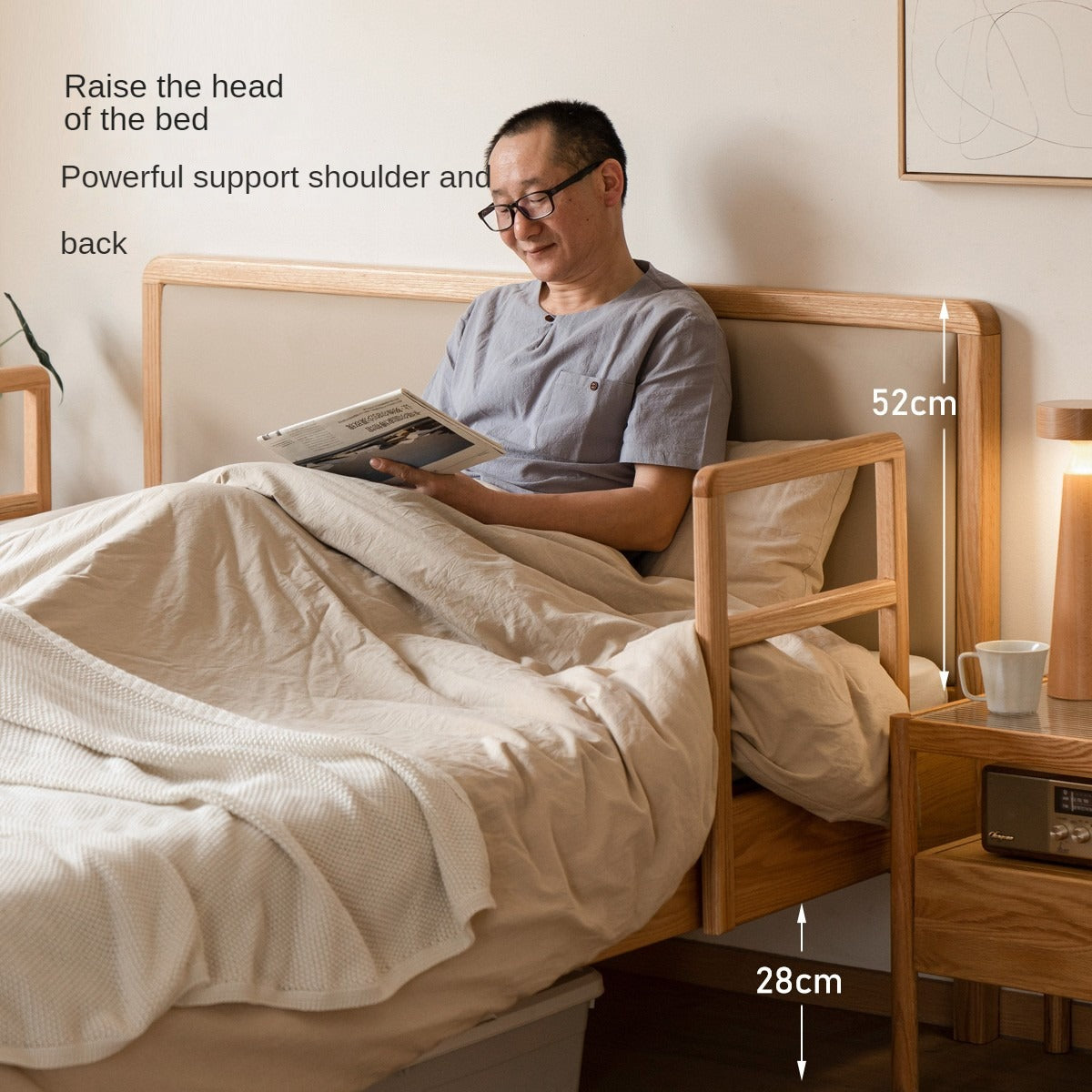 Oak Solid Wood Bed Elderly Bed Suitable For The Elderly High Bed