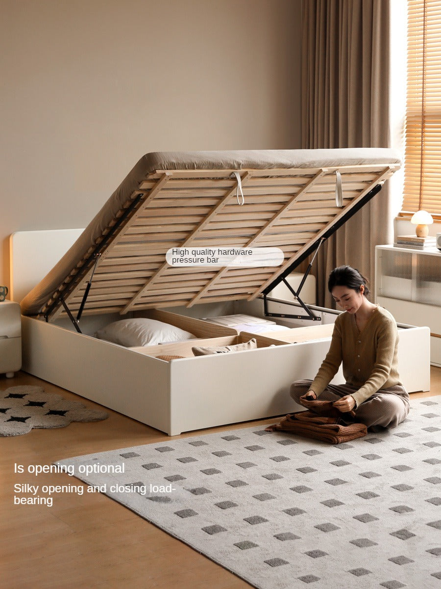 Rubber Wood Solid Wood White Open Box Bed