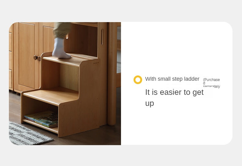 Beech Nordic Children's Solid Wood Loft Bed, Modern Minimalist Multifunctional Combination Bed with Table