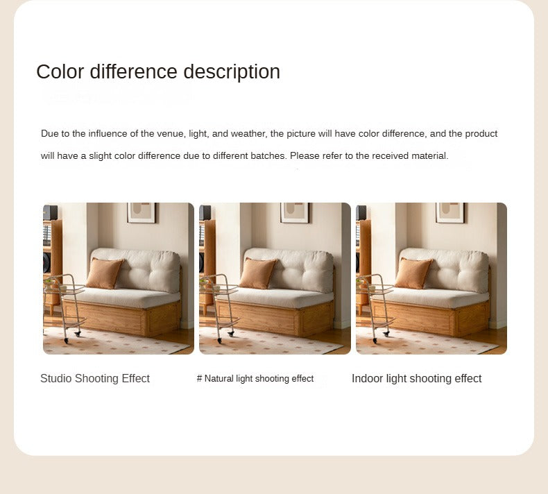 Oak Solid Wood Fabric Card Seat Floor Box Sofa.