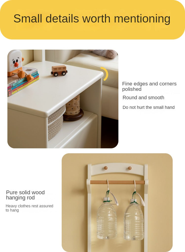 Poplar Solid Wood Clothes Hanger Nightstand-