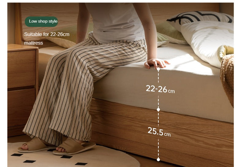 Oak,Rubberwood Solid Wood Box Simple Bed Log Style