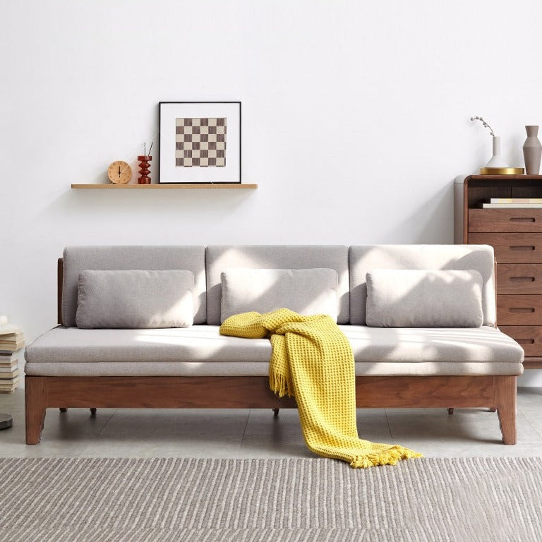 Oak Solid Wood Sofa Bed Dual-purpose Foldable Telescopic Bed