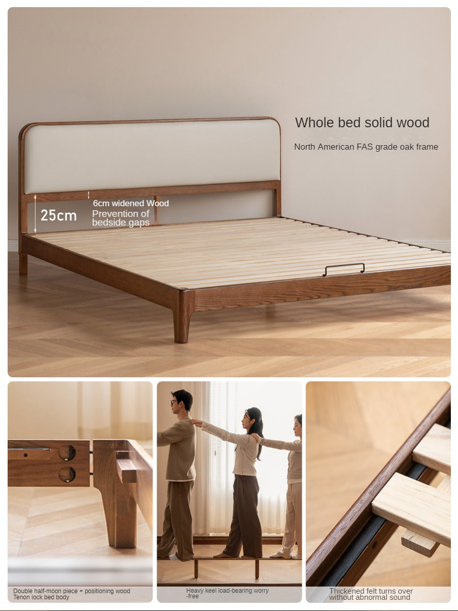 Rubber wood, Oak Solid Wood Bed Technology Fabric