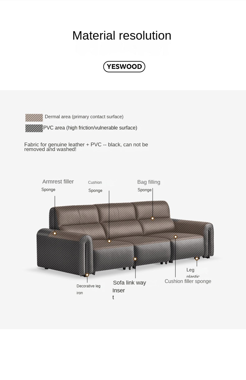 Genuine leather Sofa Bed Italian Light Luxury.