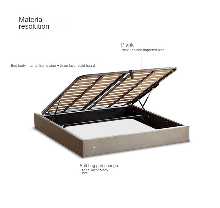 Technology cloth box platform bed, headboard-free bed