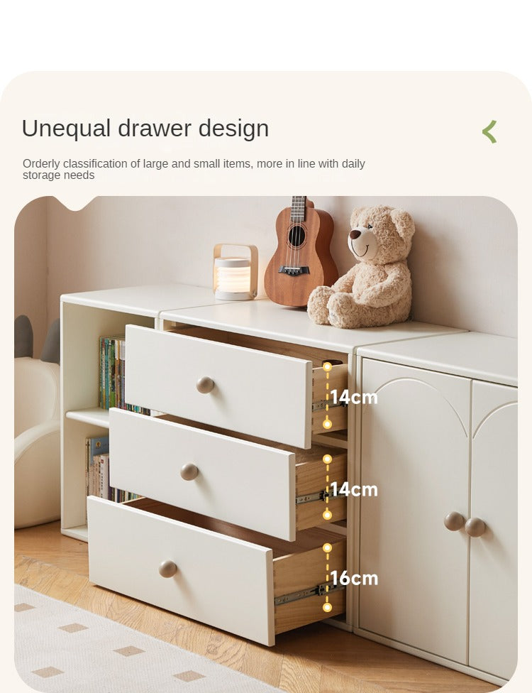 Pine Solid Wood Cream Style Kids Dresser, Chests, Storage Cabinet