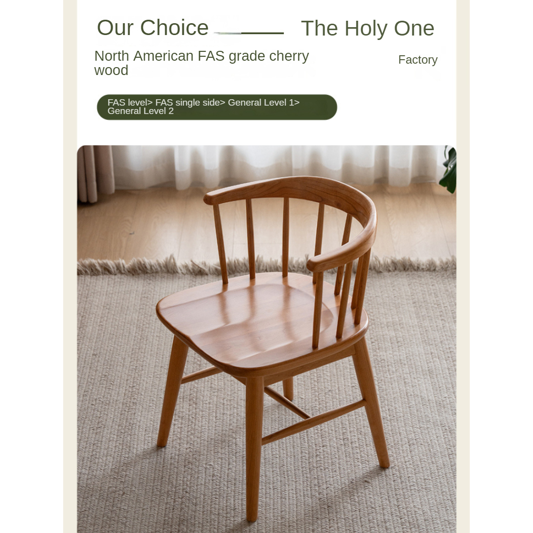 Black Walnut, Oak, Cherry Color Solid Wood Rotating Chair