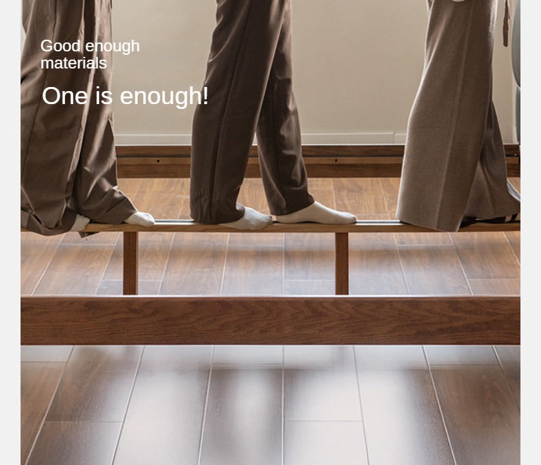 Oak,Black Walnut Solid Wood Soft Genuine Leather Bed Light Luxury