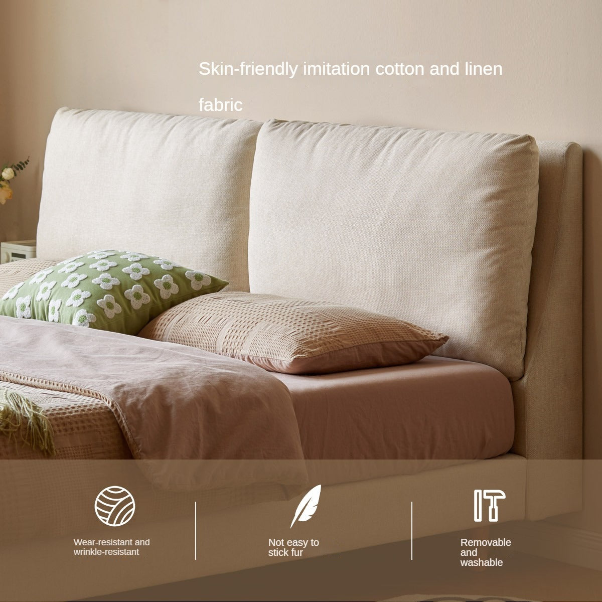 Imitation Cotton and Linen Fabric Bed