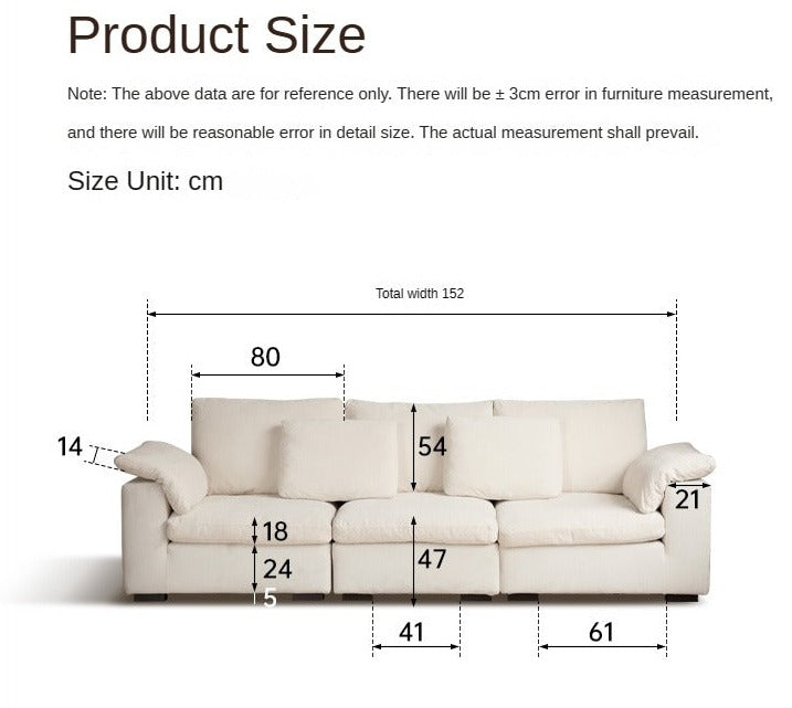 Fabric White Cream Style Down Sofa.