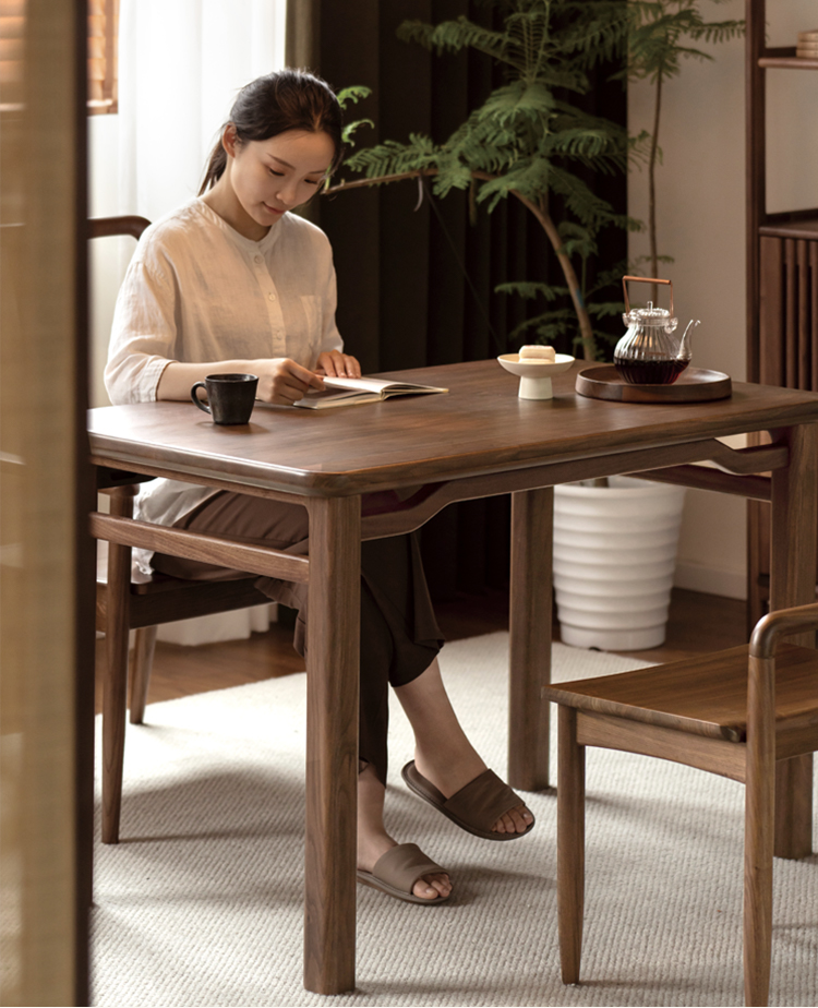 Black Walnut, Ash Solid Wood Style Tea Table.