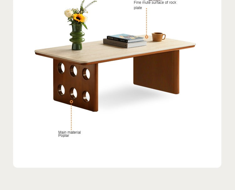Poplar, Ash Solid Wood Rock Plate Retro Coffee Table.