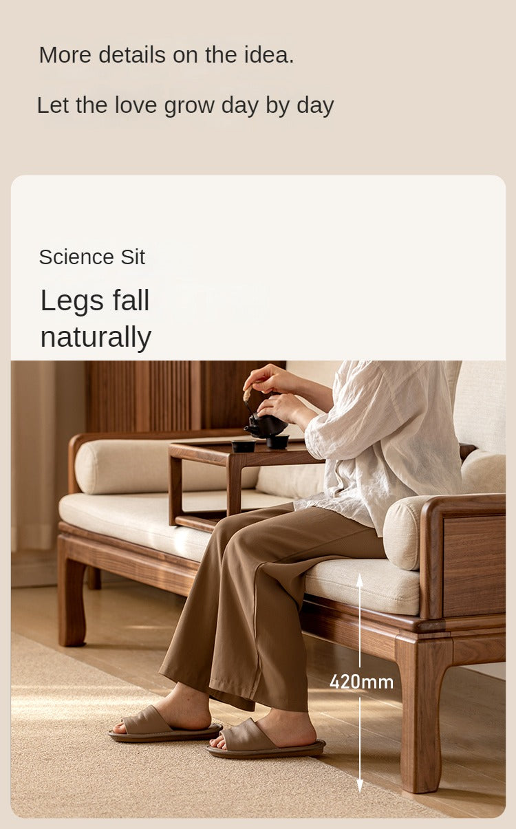 Black Walnut, Oak Solid Wood Dual Use Sofa,