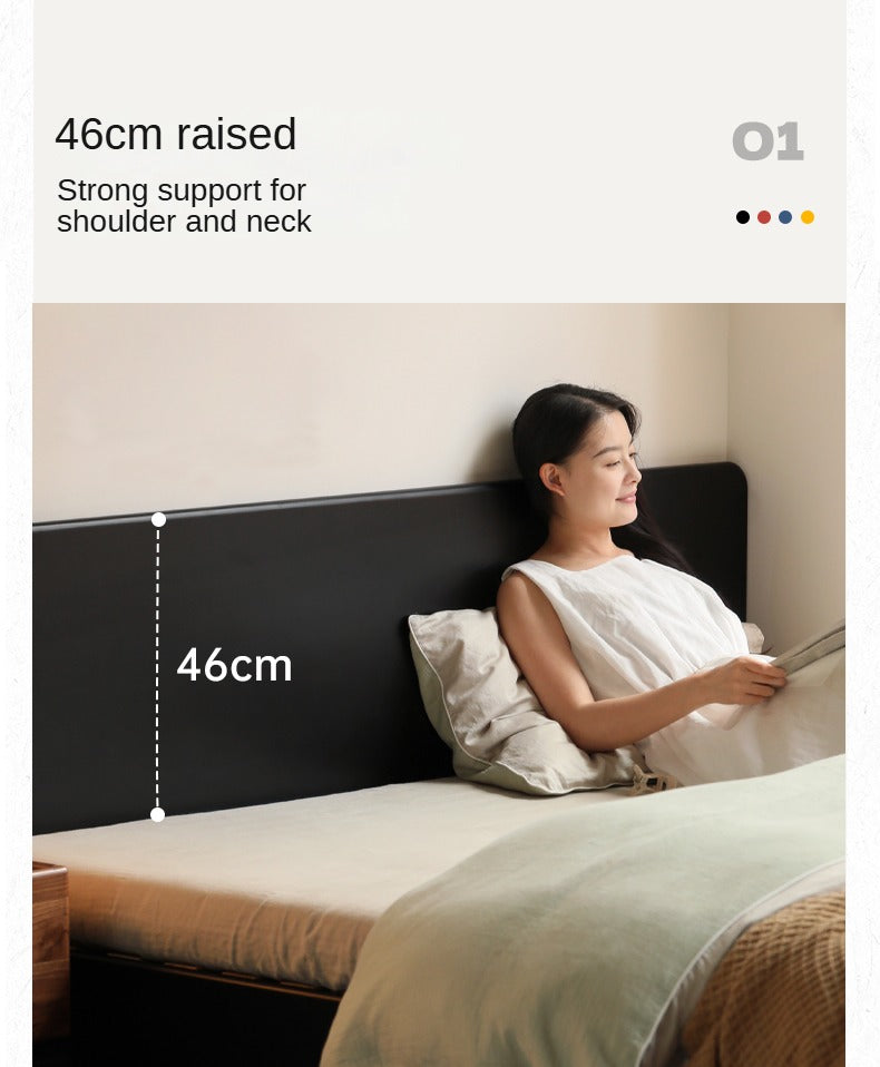 Poplar, Rubber Wood Solid Wood Fully Open High Box Bed Minimalist