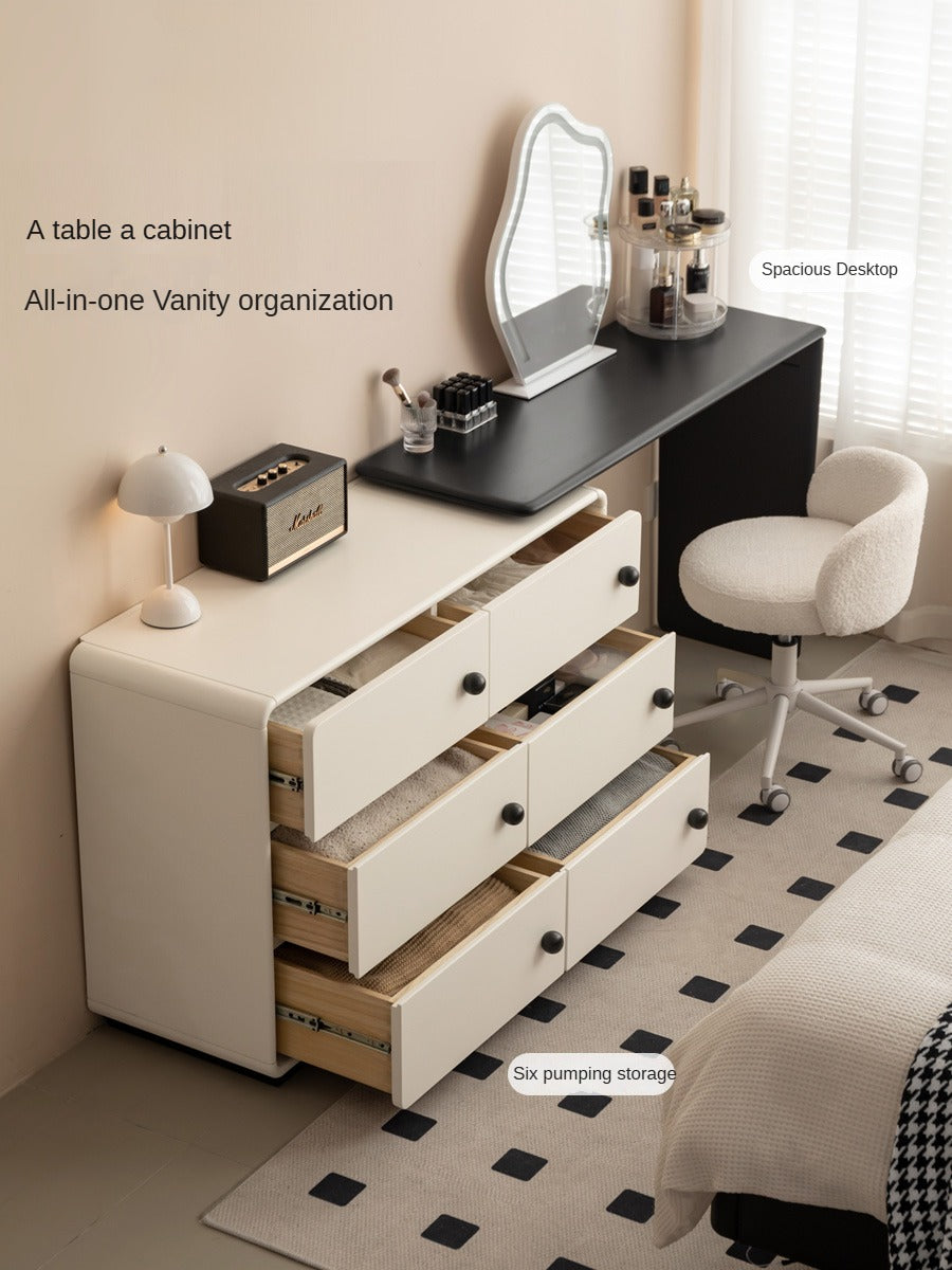 Solid Rubberwood Cream Style Dressing Table