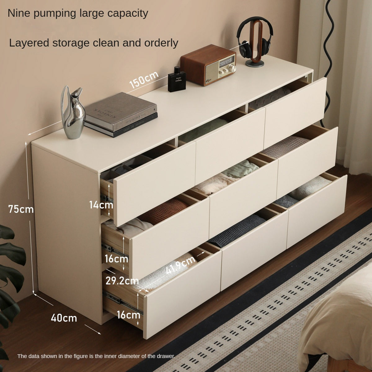 Solid Rubberwood Cream Style Chest of Drawers