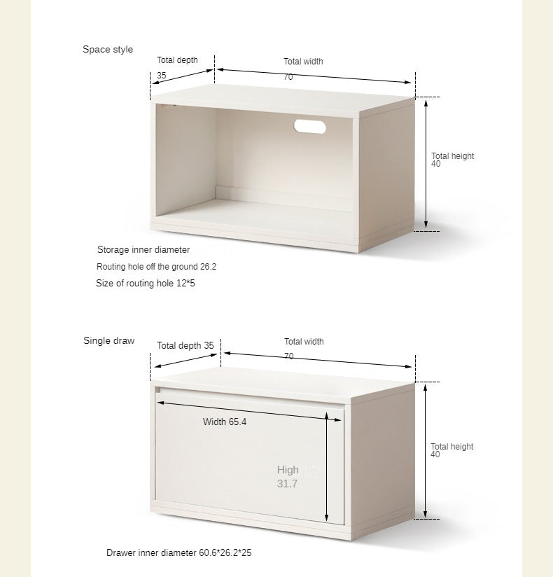 Poplar Solid Wood TV Cabinet Floor Cabinet Cream Style
