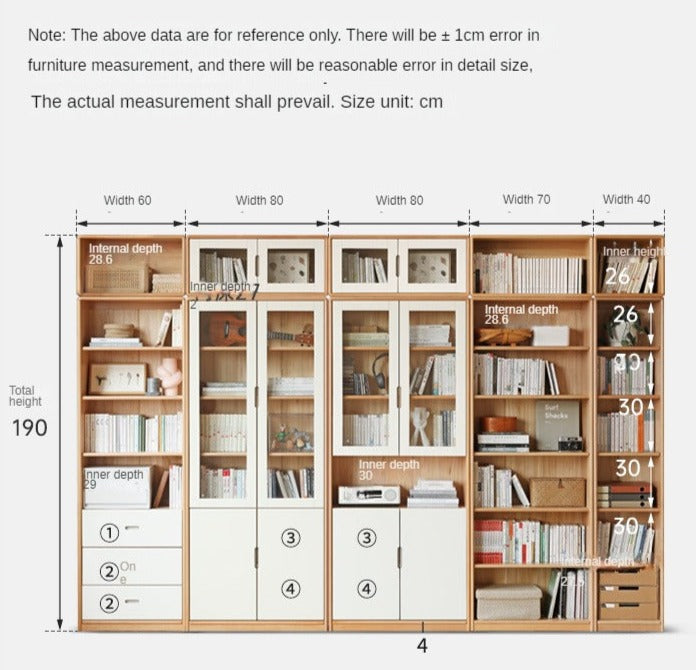 European Beech Solid Wood Bookcase Bookshelf Full Wall