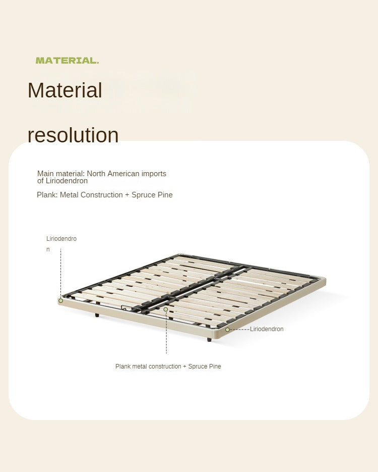 Poplar solid wood platform bed, headboard-free bed