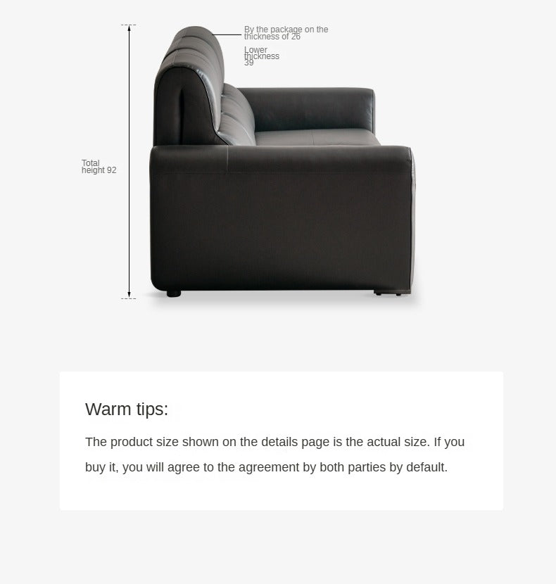 Genuine leather Sofa Bed Italian Light Luxury.