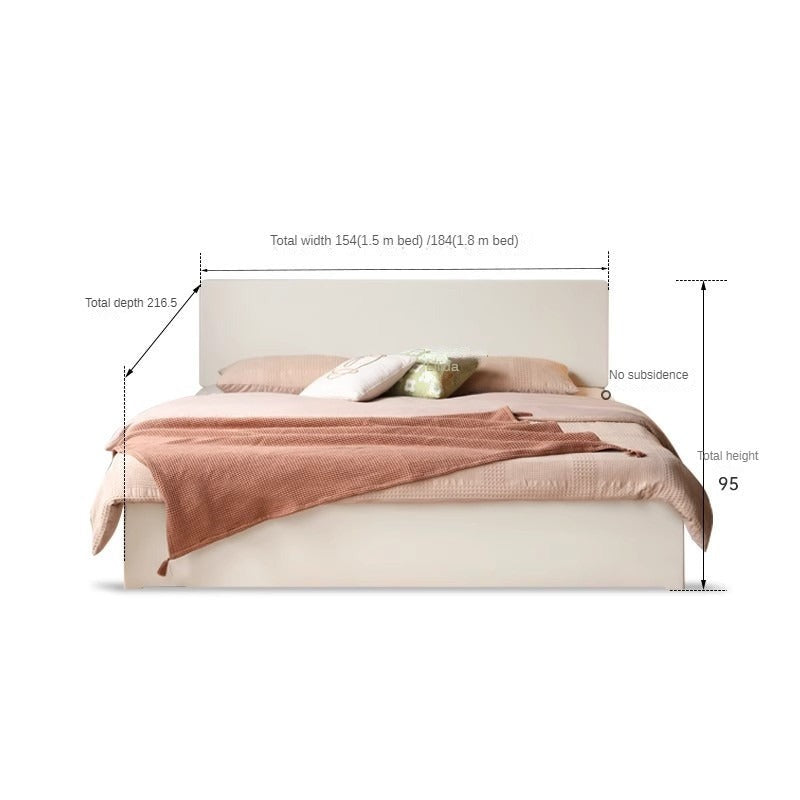 Rubber Wood,Poplar Solid Wood Box Bed, Cream Storage Bed