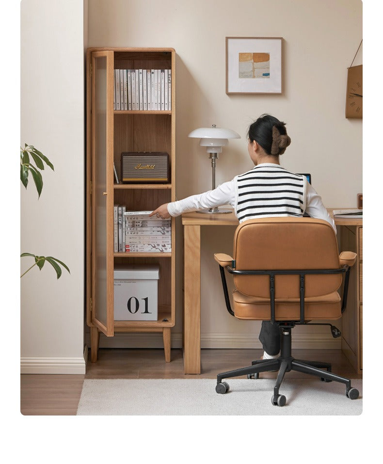 Oak, Beech Solid Wood Side Cabinet, Small Bookcase