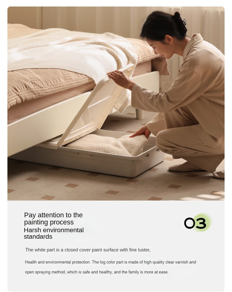 Poplar Solid Wood Cream Style Bed.