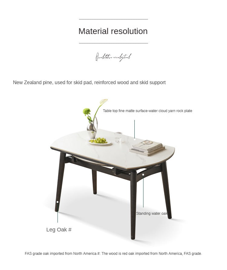Oak Solid Wood Light Luxury Rock Retractable Dining Table