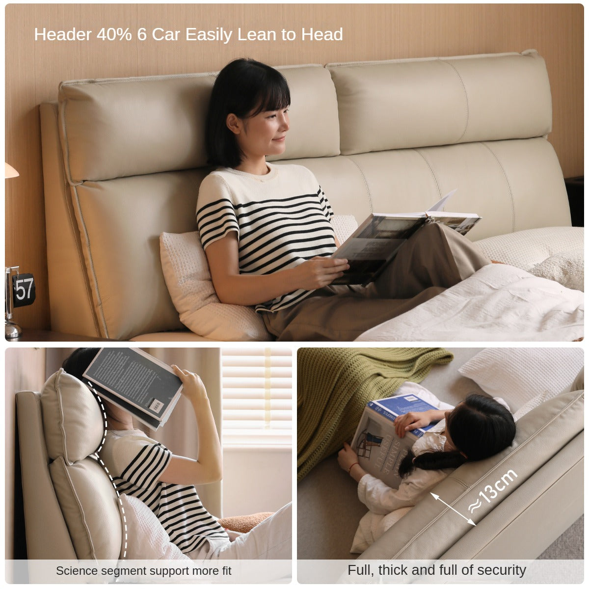 Cow Leather Bed ,Technology Cloth Wood Bed