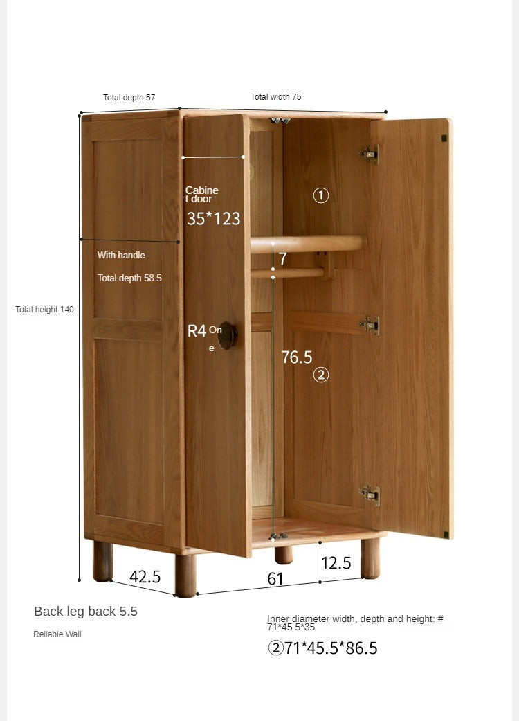 Oak Solid Wood Wardrobe Bookcase Free Combination