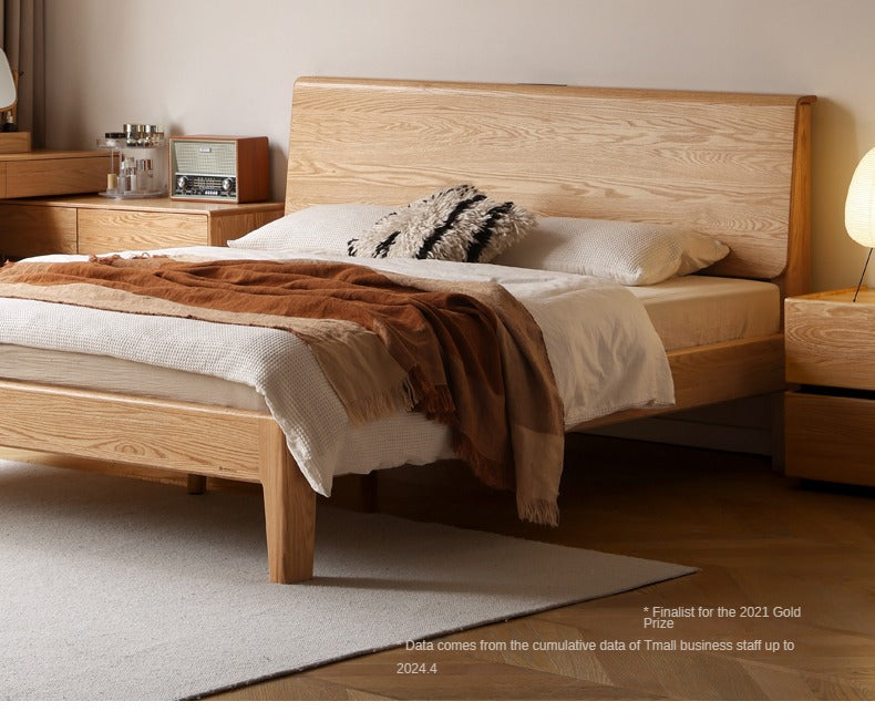 Oak Solid Wood Bed Nordic Modern