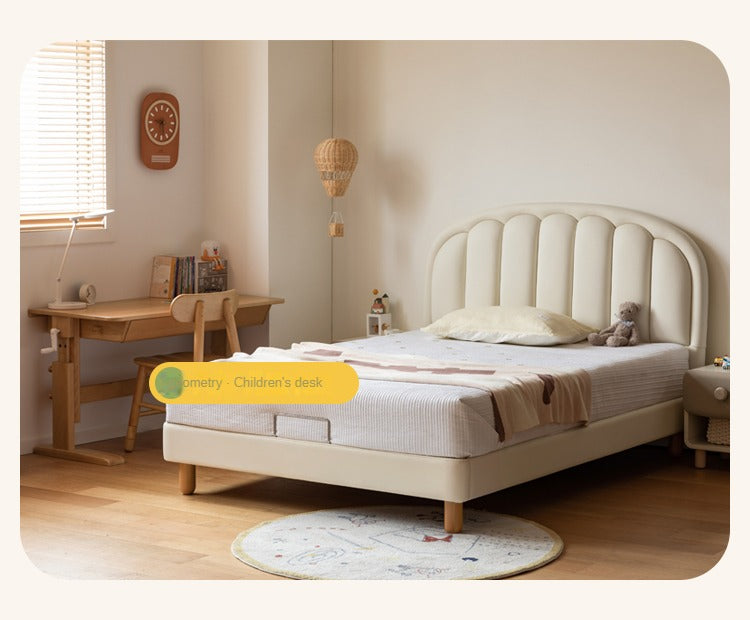 Children's Bed Modern Simple White Cream organic leather<