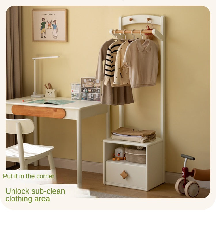 Poplar Solid Wood Clothes Hanger Nightstand-