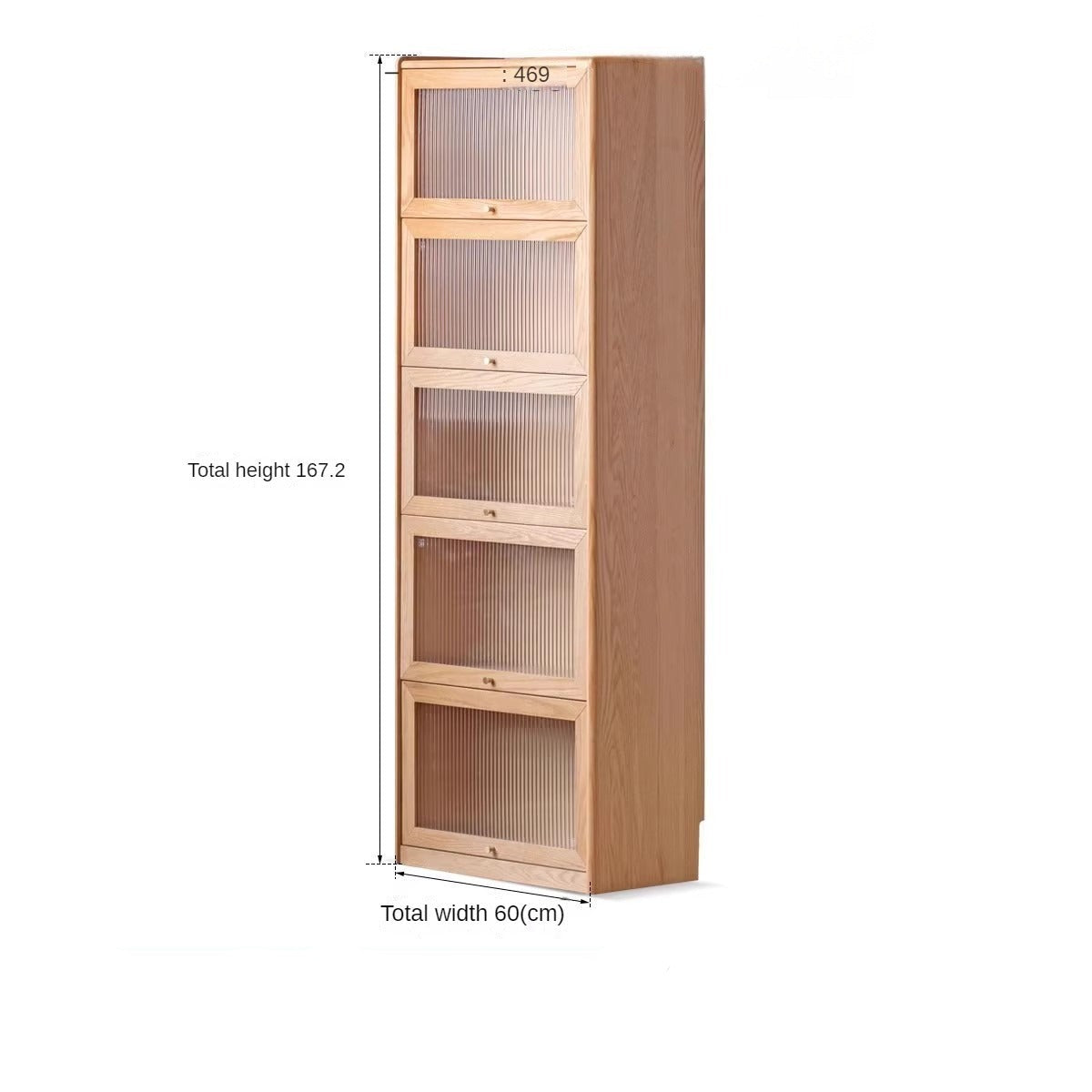 Oak Solid Wood Flip-Up Door Bookcase Combination Cabine