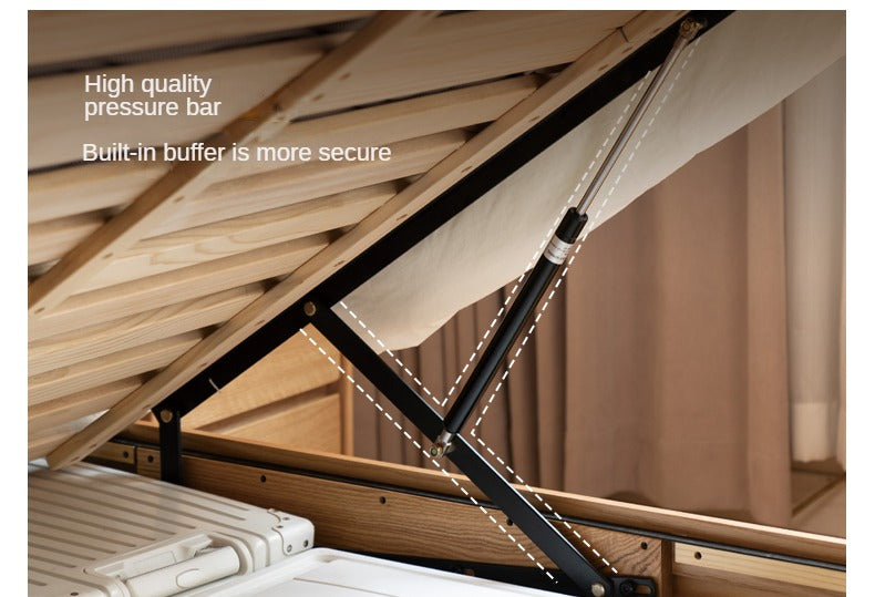 Oak,Rubberwood Solid Wood Box Simple Bed Log Style