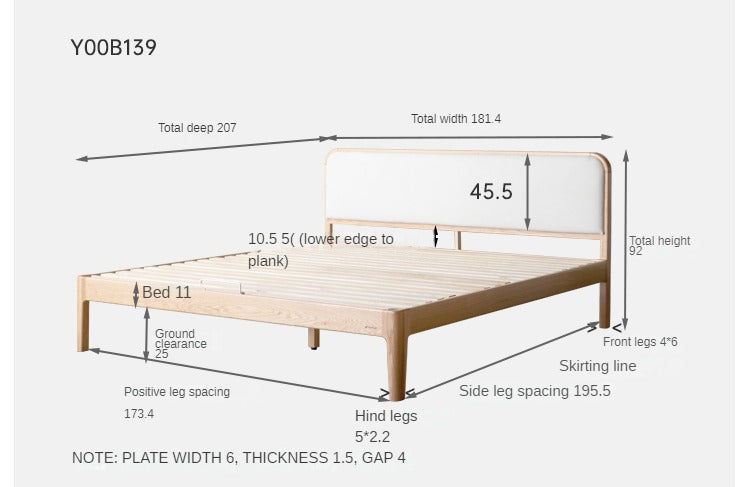 Oak, Rubber wood Solid Wood Bed Technology Fabric,Suede