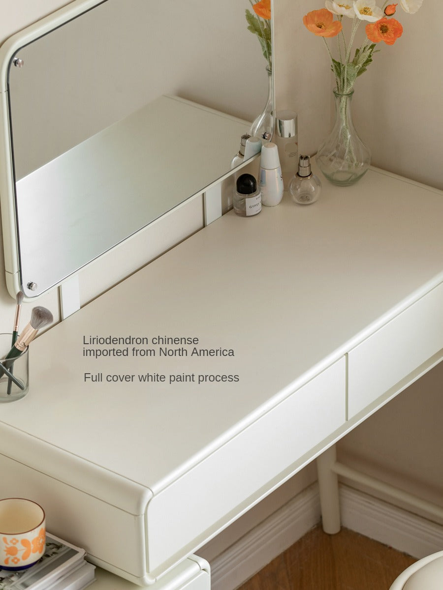 Poplar, Solid Rubberwood Milky Telescopic Dressing Table.