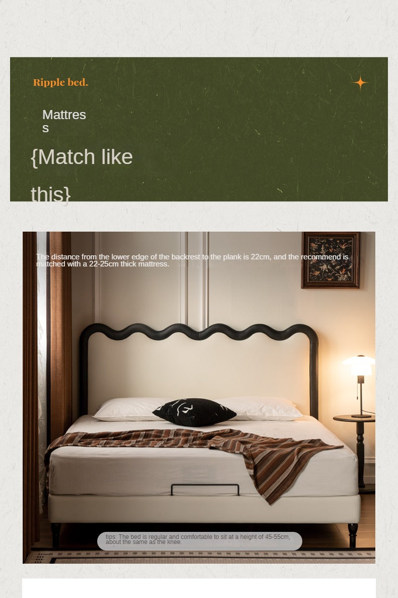 Eco Cloud Leather Soft Covered Wave Ripple Bed