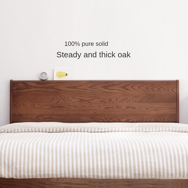 Oak solid wood bed modern simple Nordic bed