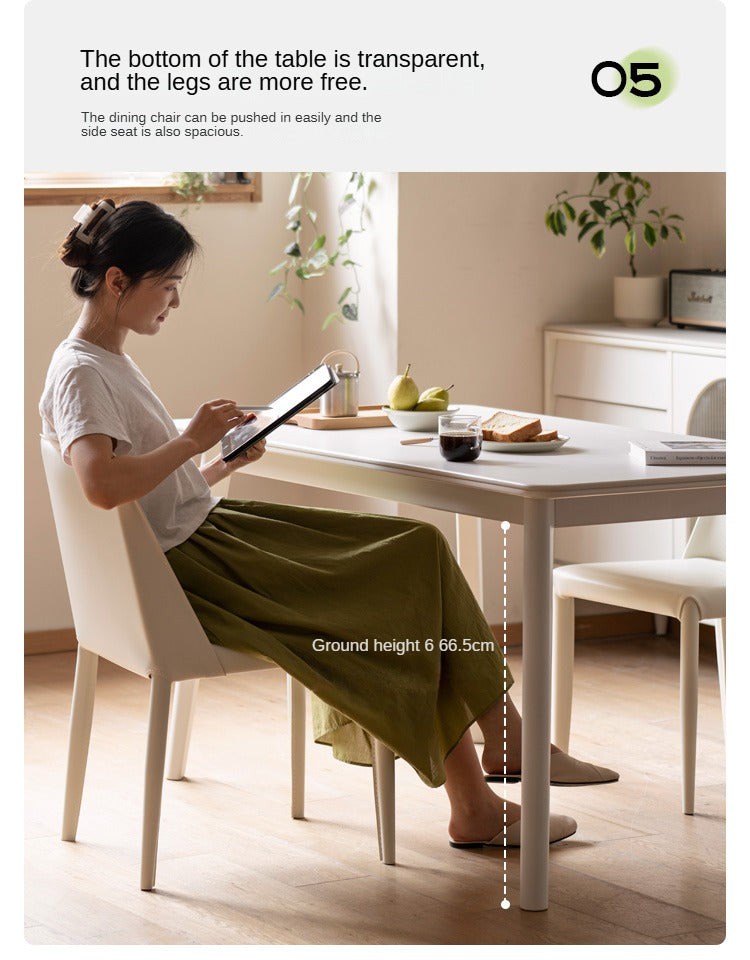 Solid Rubberwood Ectangular Rock Plate Dining Table