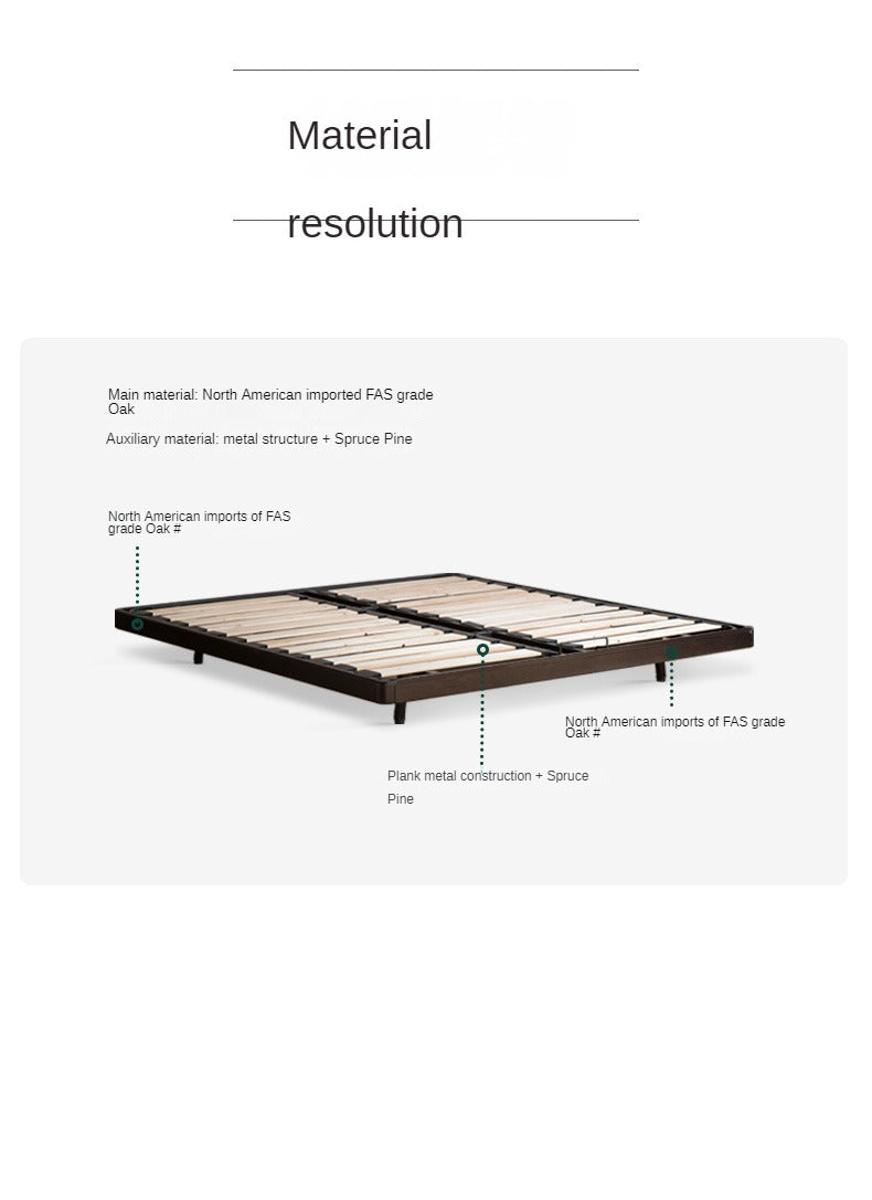 Oak Solid Wood Bed Simple platform bed, headboard-free bed
