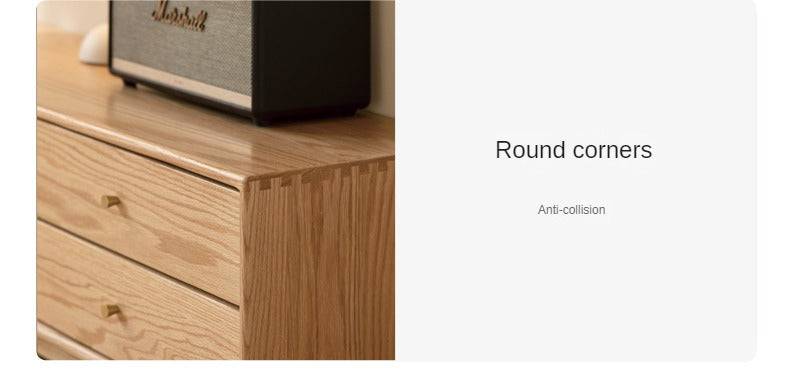 Oak Solid Wood Rattan TV Cabinet