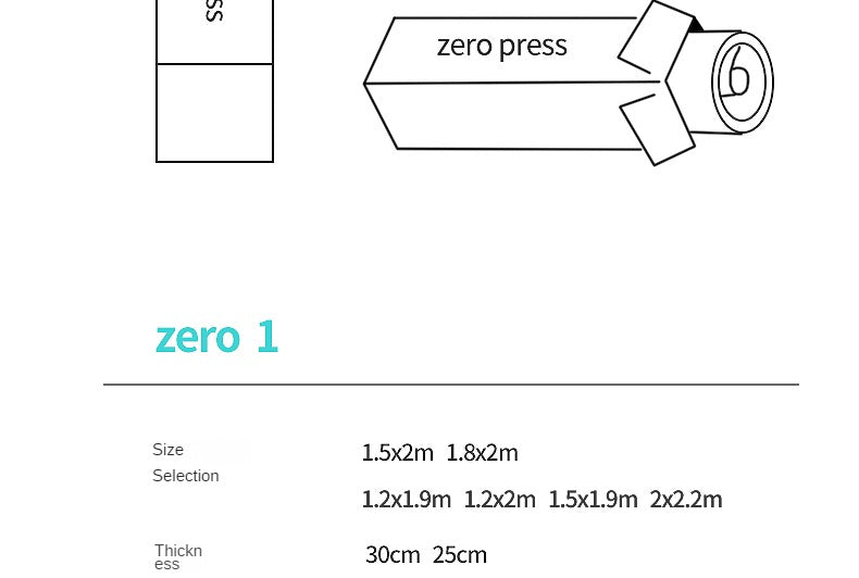 Zero press Double-Sided Mattress with Memory Foam and Pocket Springs 25cm,30cm